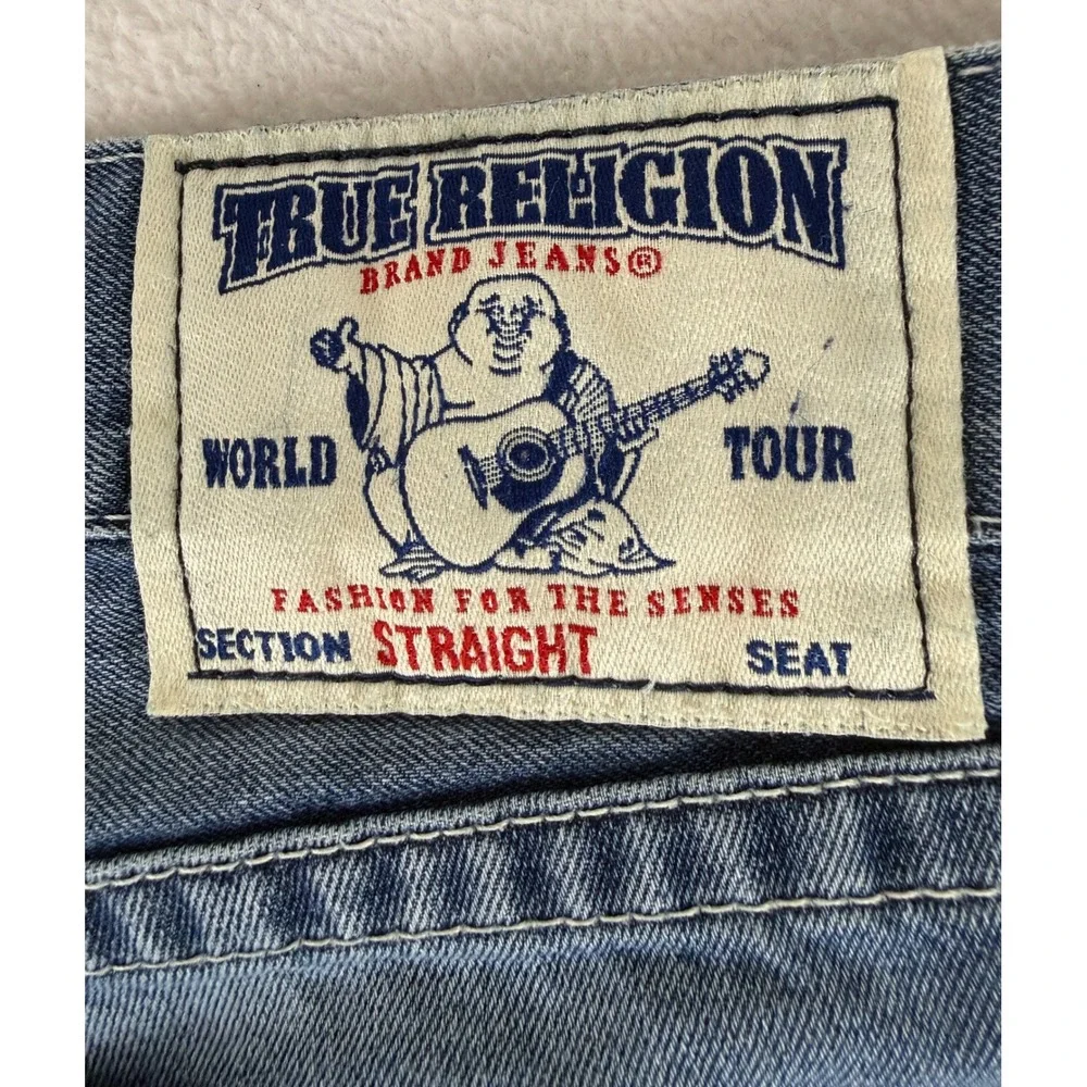 True Religion Section Straight Jeans Mens 34 Blue Denim Medium Wash M2F800TSM